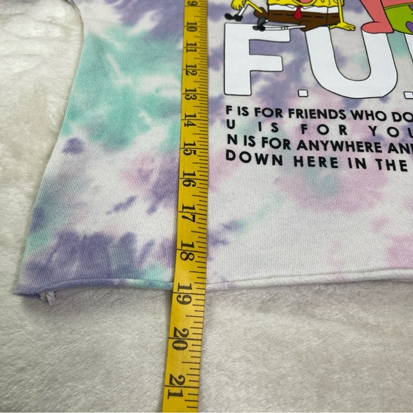 Sponge Bob Square Pants Nickelodeon (FUN) Tie Dye Cropped Top Pullover Hoodie - Picture 6 of 8